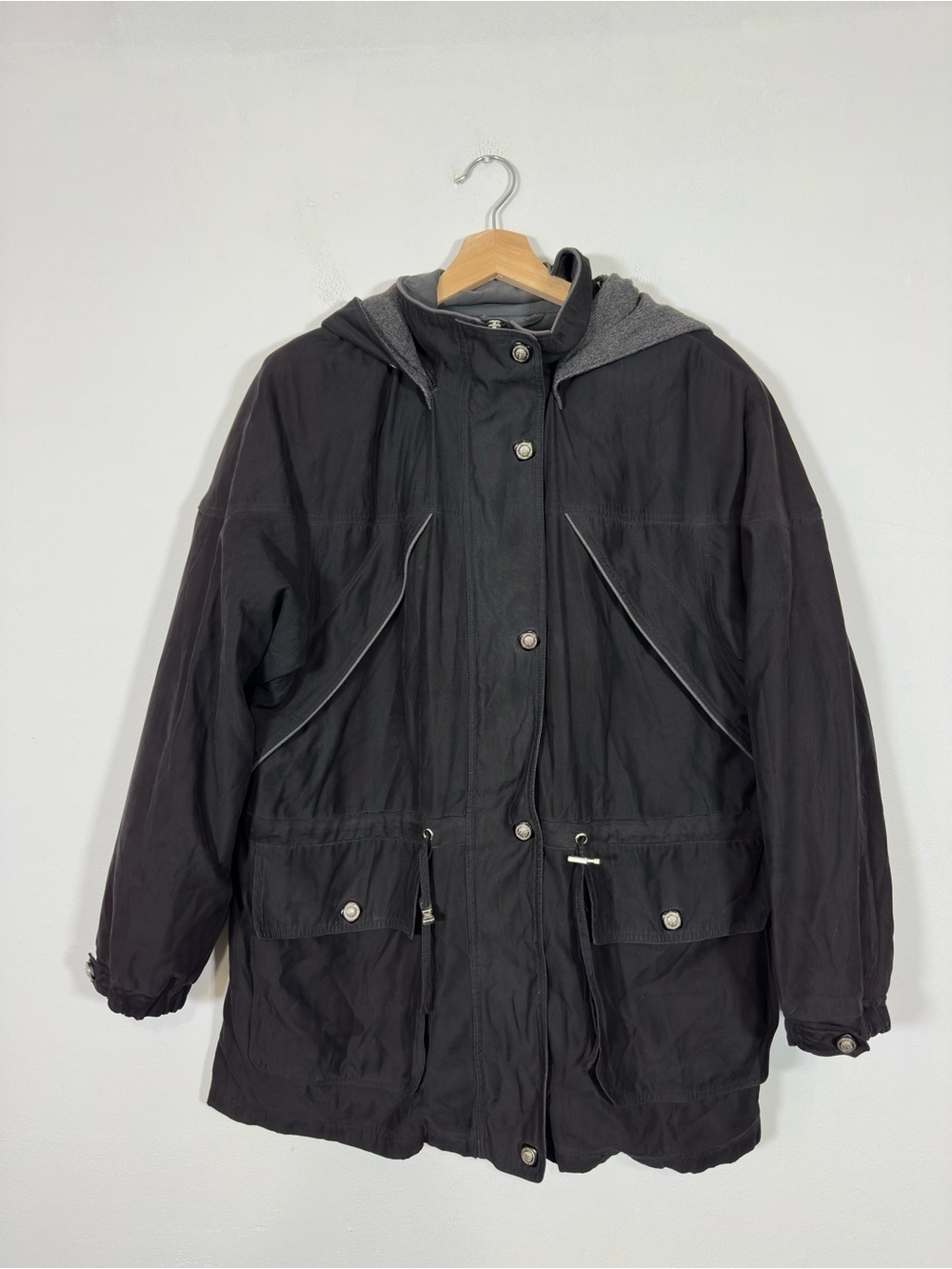 Braetan Hooded Raincoat Jacket Size M Black Utility Casual Windbreaker Outdoor